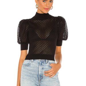 Alice + Olivia Shona Puff Sleeve Fitted Pullover